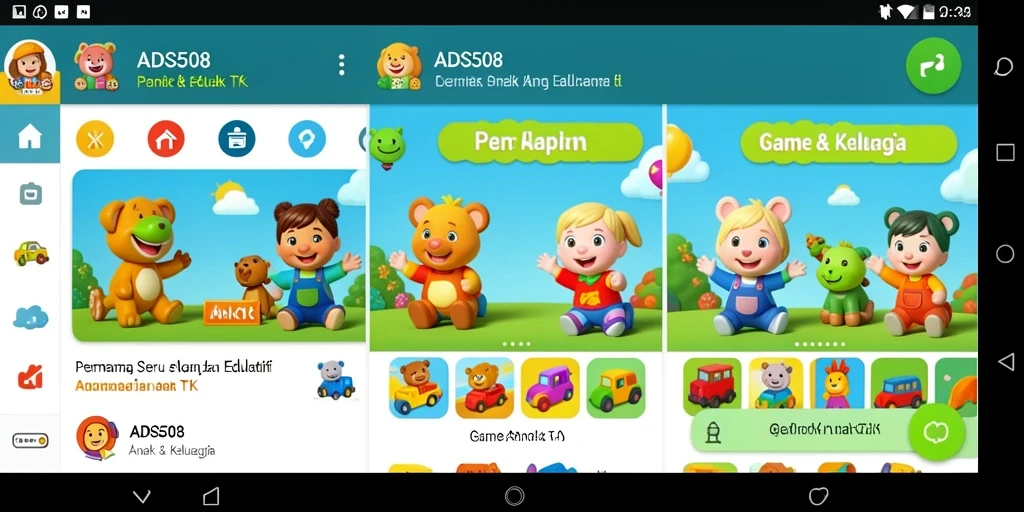 Tampilan user-friendly untuk permainan anak TK.