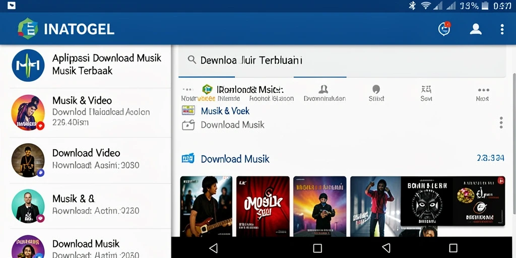 Antarmuka aplikasi INATOGEL untuk Download Musik yang mudah digunakan.