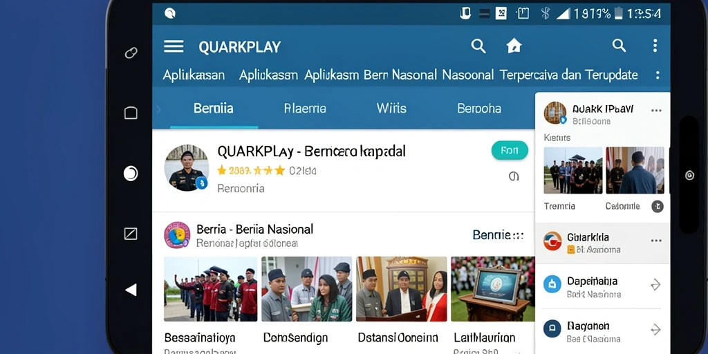 Antarmuka QUARKPLAY yang menunjukkan fitur berita nasional.