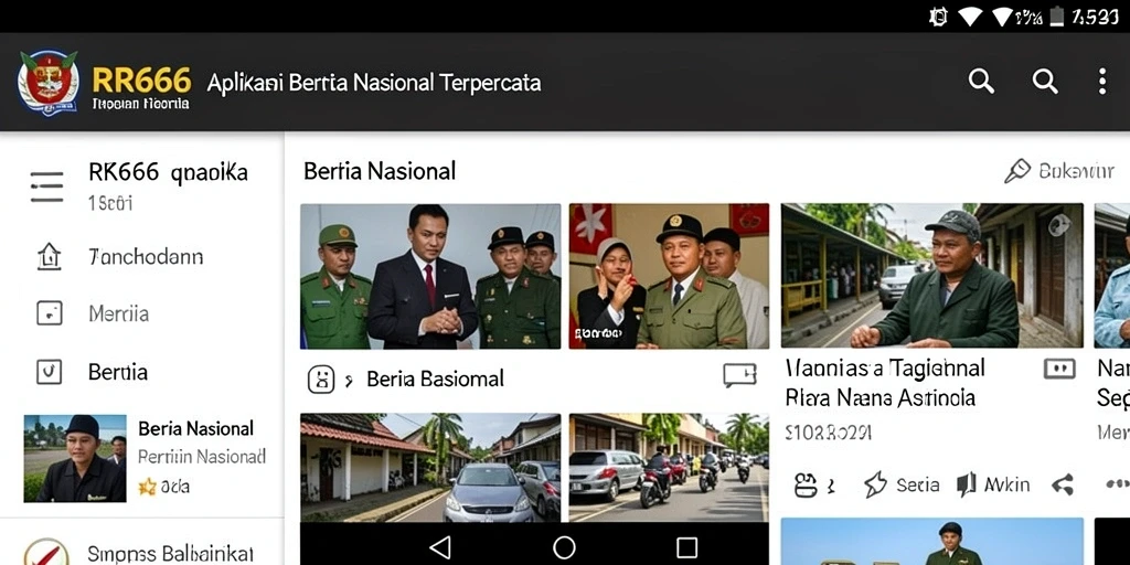 Tampilan antarmuka utama aplikasi RR666 untuk berita nasional.