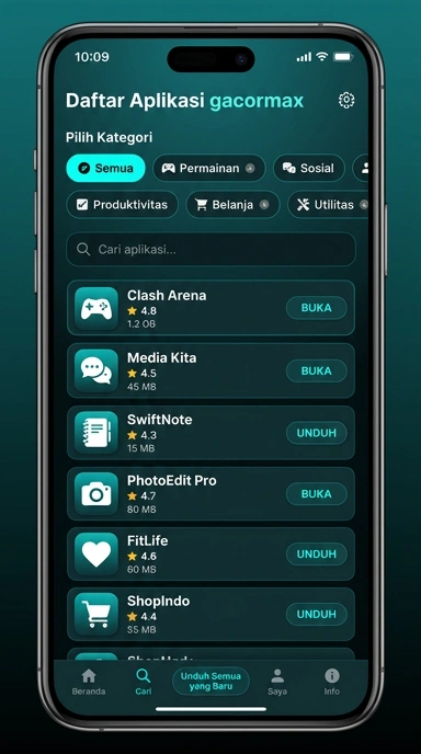 Tampilan katalog aplikasi gacormax