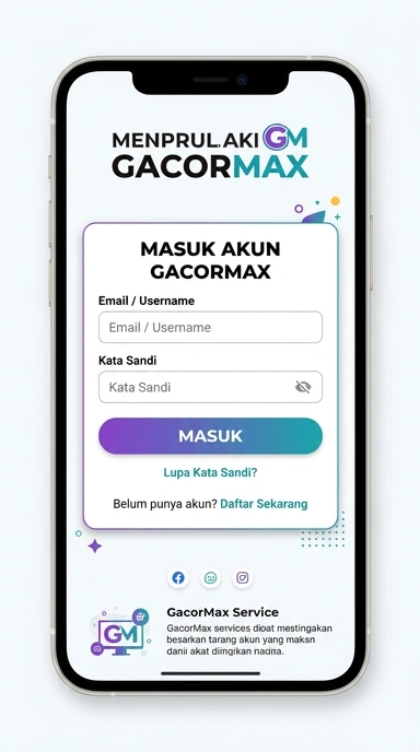 Tampilan halaman login gacormax