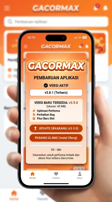 Tampilan riwayat versi gacormax